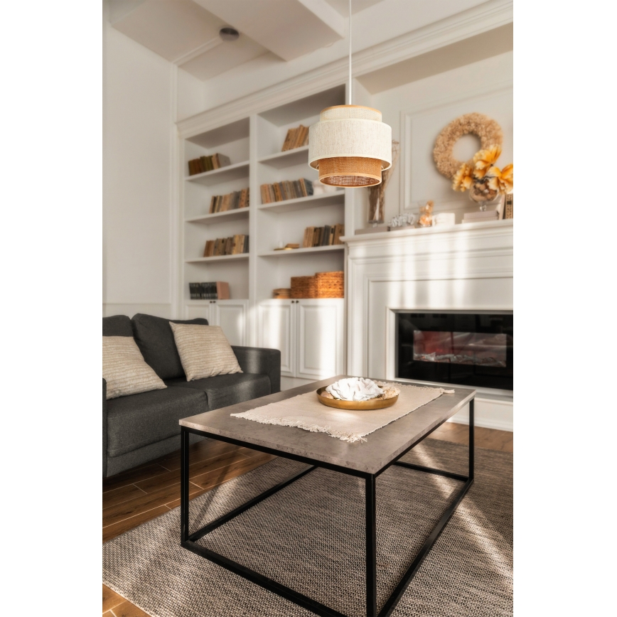 Luster na užetu BOHO 1xE27/60W/230V Ø 20 cm bijela/juta