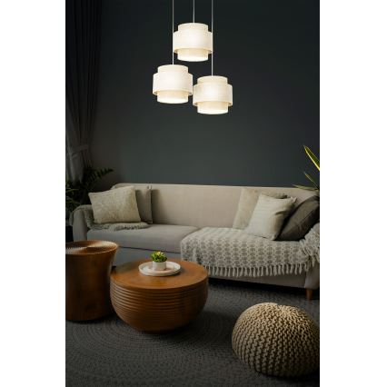 Luster na užetu BOHO 3xE27/60W/230V krem/juta