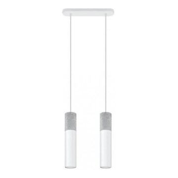 Luster na užetu BORGIO 2xGU10/40W/230V beton/metal bijela