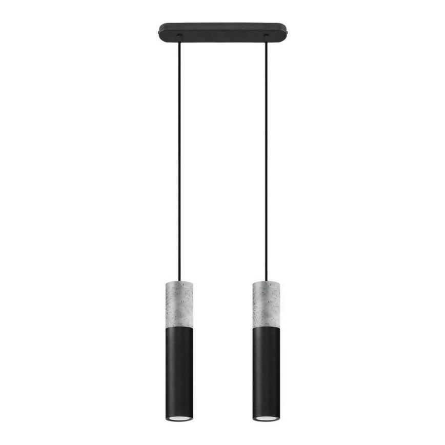 Luster na užetu BORGIO 2xGU10/40W/230V beton/metal crna