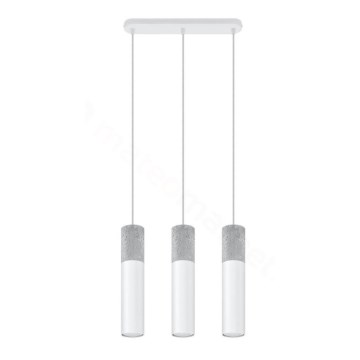 Luster na užetu BORGIO 3xGU10/40W/230V beton/metal bijela