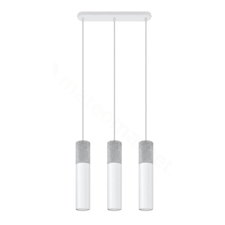 Luster na užetu BORGIO 3xGU10/40W/230V beton/metal bijela