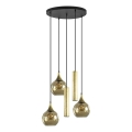 Luster na užetu CALYPSO 2xGU10/60W/230V + 3xE27/60W crna/zlatna