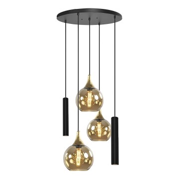 Luster na užetu CALYPSO 2xGU10/60W/230V + 3xE27/60W crna/zlatna