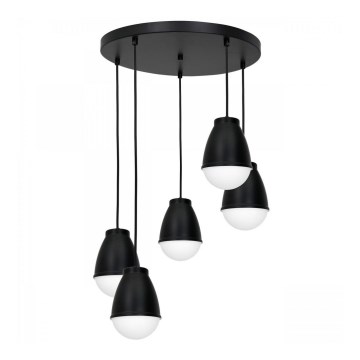 Luster na užetu CARYON 5xE14/60W/230V crni okrugli