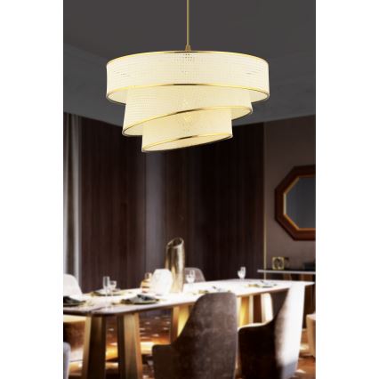 Luster na užetu COUPER 1xE27/60W/230V bijeli/zlatni