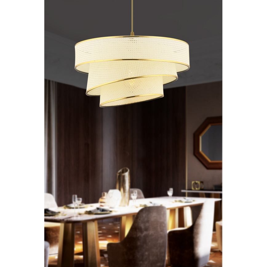 Luster na užetu COUPER 1xE27/60W/230V bijeli/zlatni
