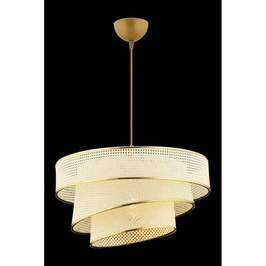Luster na užetu COUPER 1xE27/60W/230V bijeli/zlatni