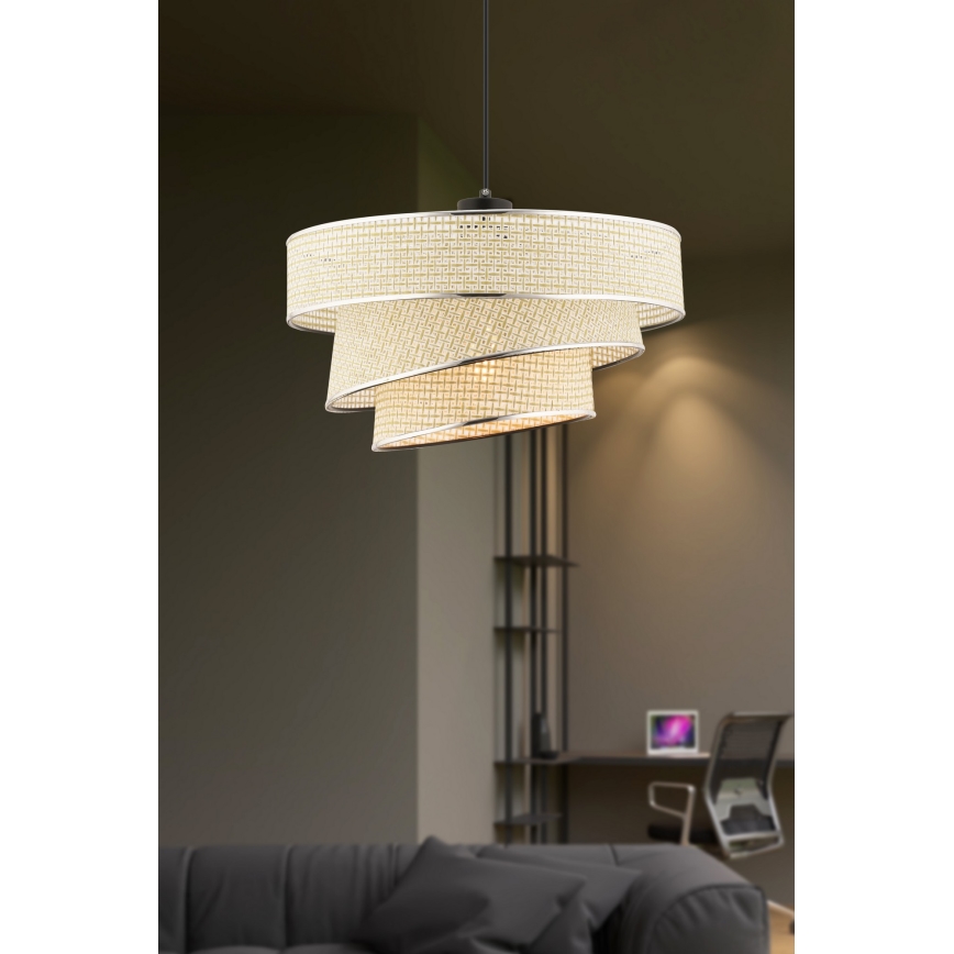 Luster na užetu COUPER 1xE27/60W/230V krem/krom sjaj