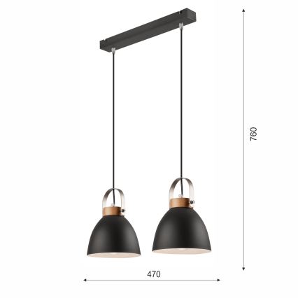 Luster na užetu DANIELLE 2xE27/60W/230V buk
