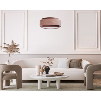 Luster na užetu DOBLO 1xE27/60W/230V promjer 60 cm ružičasta/bijela