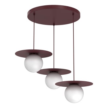 Luster na užetu FLAT 3xE27/15W/230V bordo