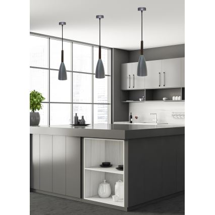 Luster na užetu FLEN 1xE27/40W/230V promjer 12 cm siva/crna