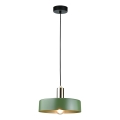 Luster na užetu HAKI 1xE27/60W/230V zelena/crna/sjajni krom