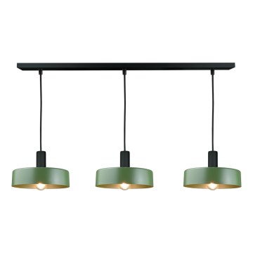 Luster na užetu HAKI 3xE27/60W/230V zelena/crna