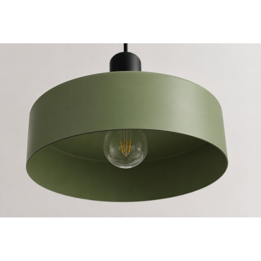 Luster na užetu HAKI 3xE27/60W/230V zelena/crna