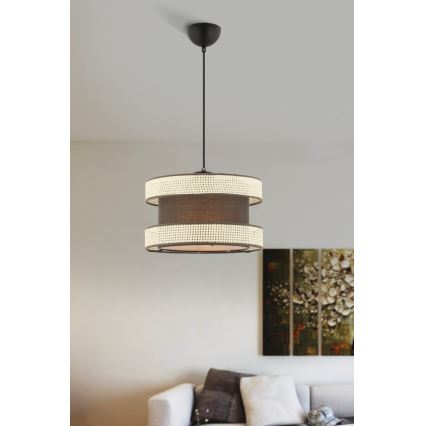 Luster na užetu HALO 1xE27/60W/230V smeđa/krem