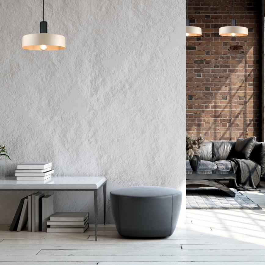 Luster na užetu LATTE 1xE27/60W/230V bež/crna