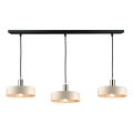 Luster na užetu LATTE 3xE27/60W/230V bež/crna/sjajni krom