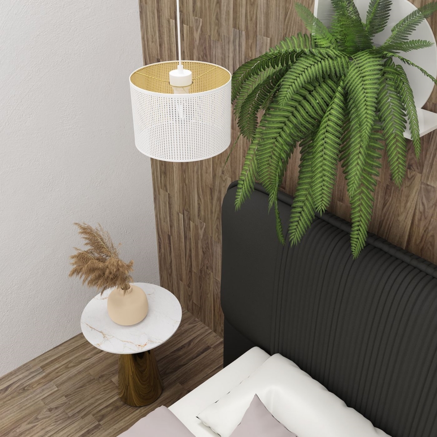 Luster na užetu LOFT SHADE 1xE27/60W/230V promjer 25 cm bijela/zlatna