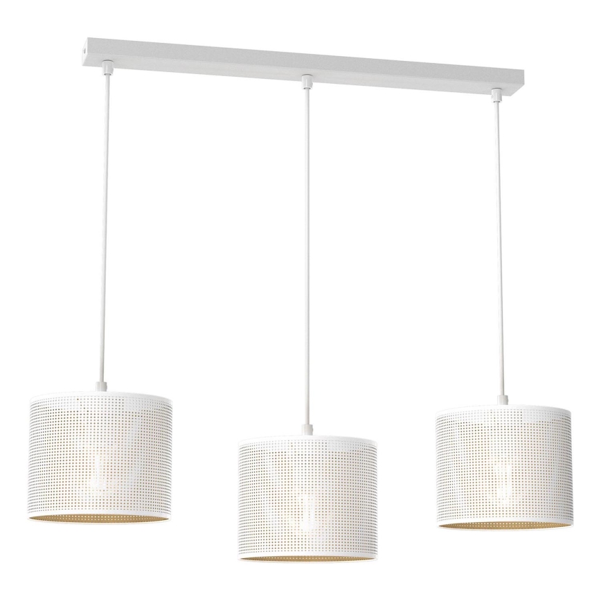 Luster na užetu LOFT SHADE 3xE27/60W/230V bijela/zlatna