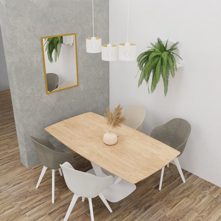 Luster na užetu LOFT SHADE 3xE27/60W/230V bijela/zlatna
