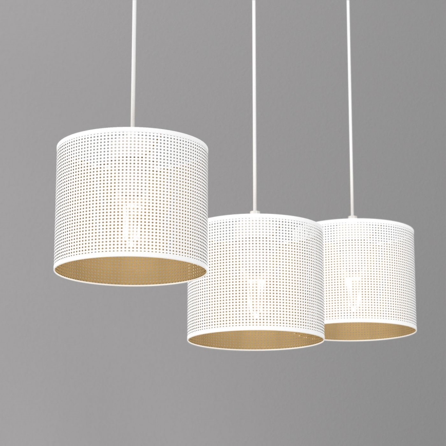 Luster na užetu LOFT SHADE 3xE27/60W/230V bijela/zlatna