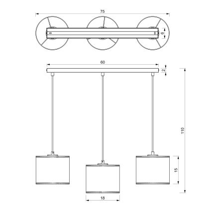 Luster na užetu LOFT SHADE 3xE27/60W/230V crna