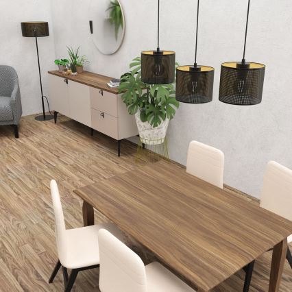 Luster na užetu LOFT SHADE 3xE27/60W/230V crna/zlatna