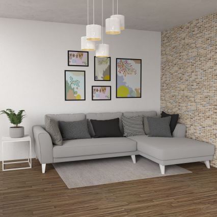 Luster na užetu LOFT SHADE 5xE27/60W/230V bijela/zlatna