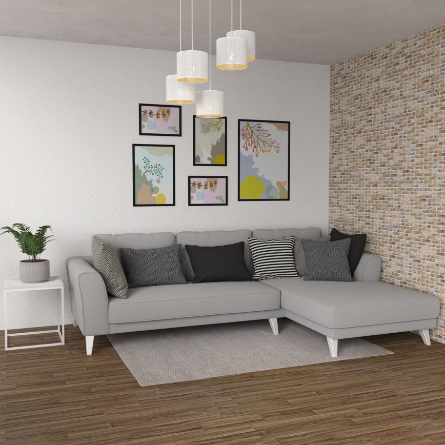 Luster na užetu LOFT SHADE 5xE27/60W/230V bijela/zlatna