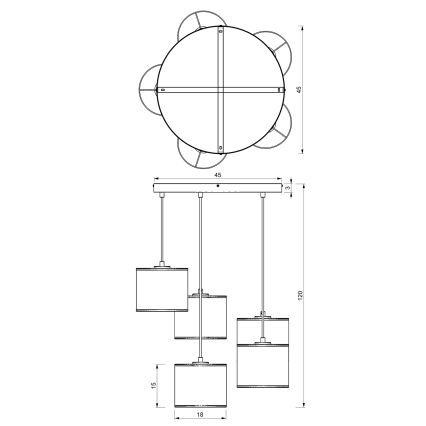 Luster na užetu LOFT SHADE 5xE27/60W/230V bijela/zlatna