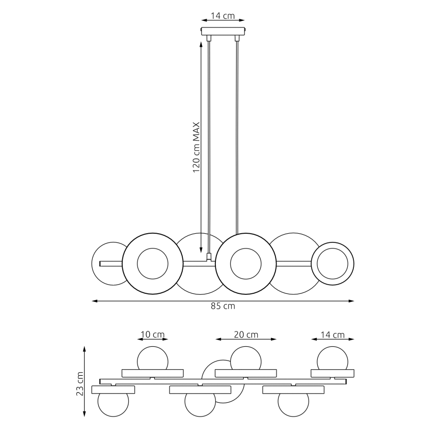 Luster na užetu MODEL 6xG9/8W/230V bež
