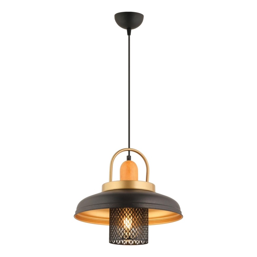 Luster na užetu MONZA 1xE27/40W/230V Ø 32 cm crna/zlatna