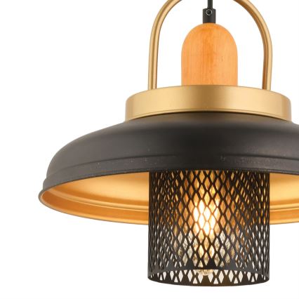 Luster na užetu MONZA 1xE27/40W/230V Ø 32 cm crna/zlatna