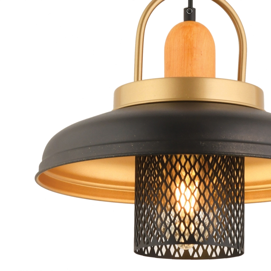 Luster na užetu MONZA 1xE27/40W/230V Ø 32 cm crna/zlatna