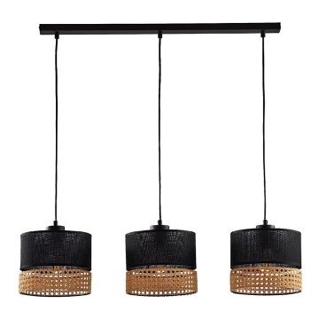 Luster na užetu PAGLIA 3xE27/60W/230V 60 cm ratan