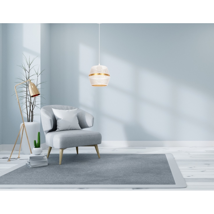 Luster na užetu PARIS 1xE27/60W/230V bijela/zlatna