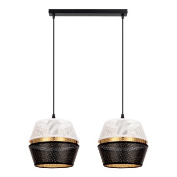 Luster na užetu PARIS 2xE27/60W/230V bijela/crna/zlatna