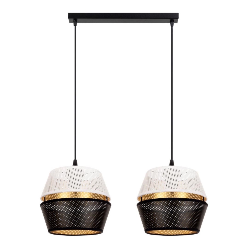 Luster na užetu PARIS 2xE27/60W/230V bijela/crna/zlatna