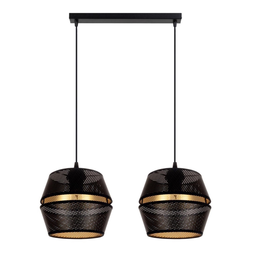 Luster na užetu PARIS 2xE27/60W/230V crna/zlatna