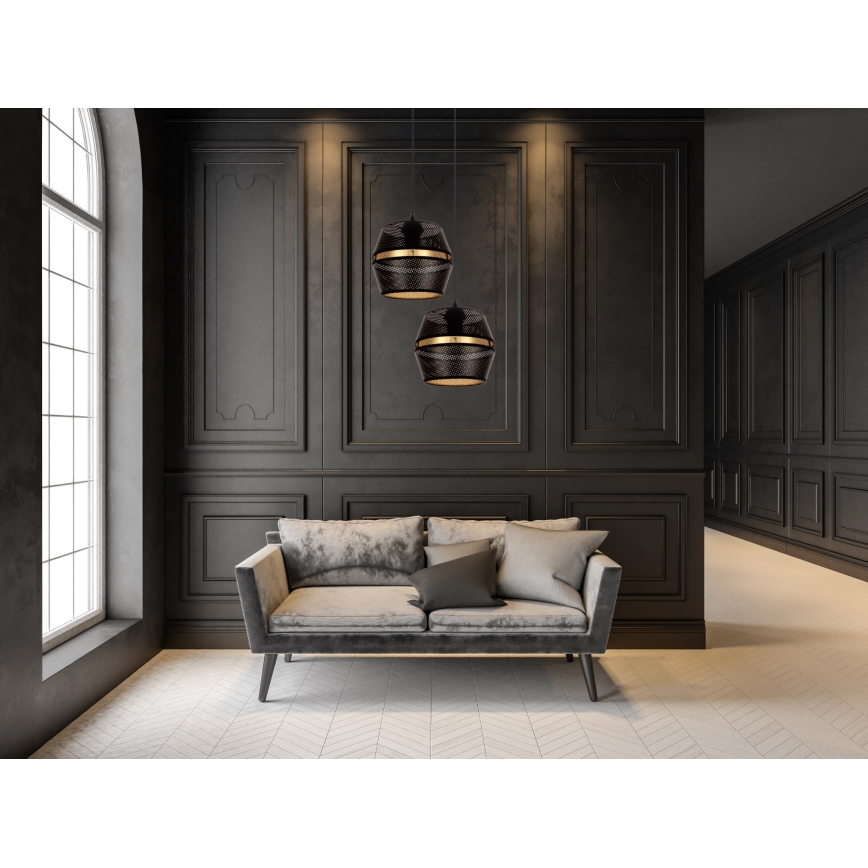 Luster na užetu PARIS 2xE27/60W/230V crna/zlatna
