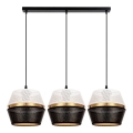 Luster na užetu PARIS 3xE27/60W/230V bijela/crna/zlatna