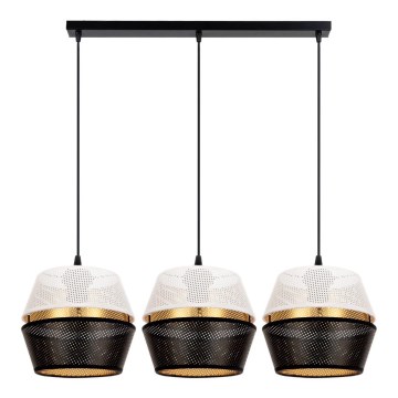 Luster na užetu PARIS 3xE27/60W/230V bijela/crna/zlatna