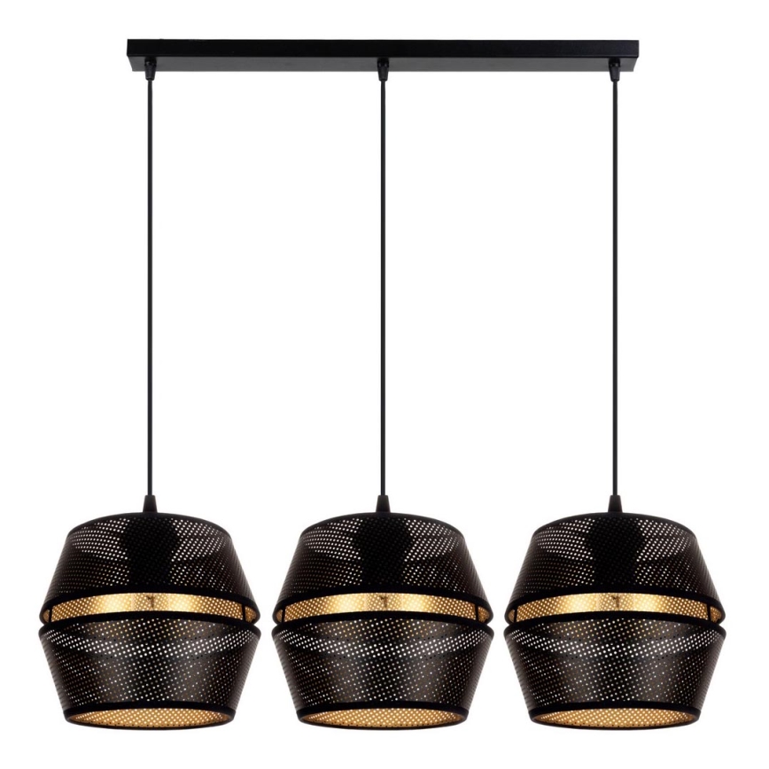 Luster na užetu PARIS 3xE27/60W/230V crna/zlatna
