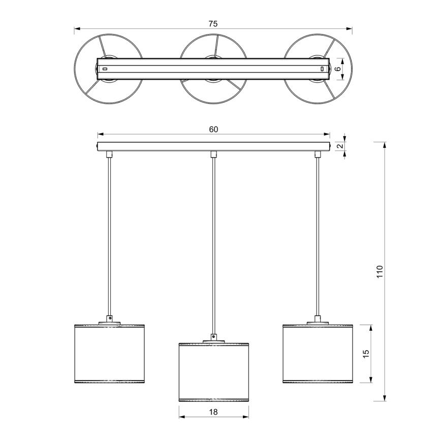 Luster na užetu RATTAN 3xE27/60W/230V ratan