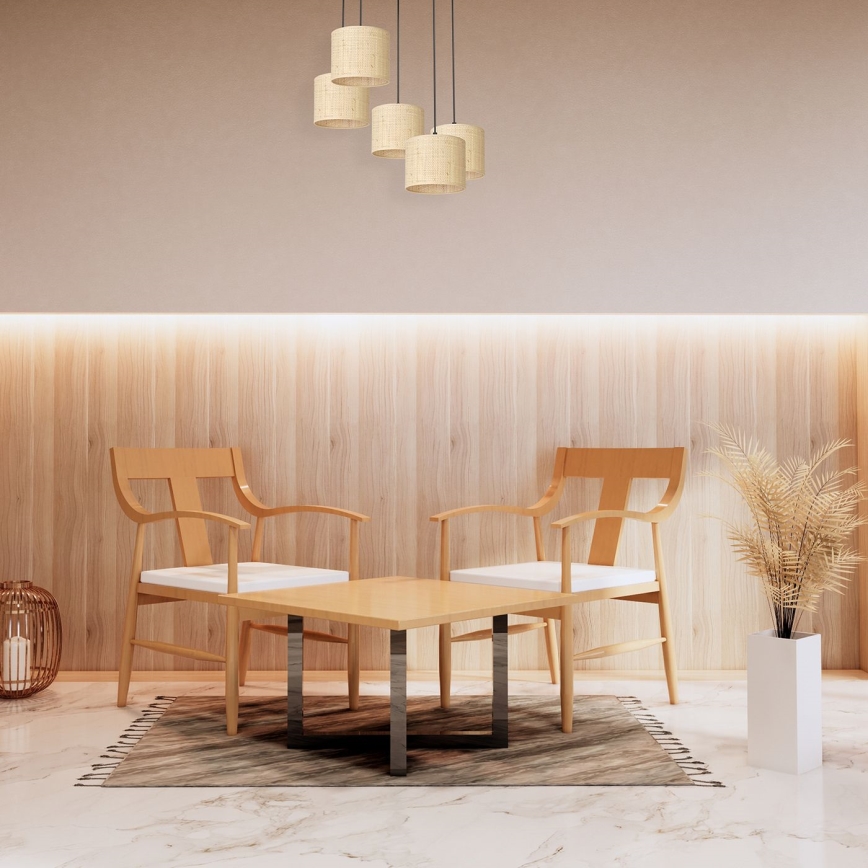 Luster na užetu RATTAN 5xE27/60W/230V ratan