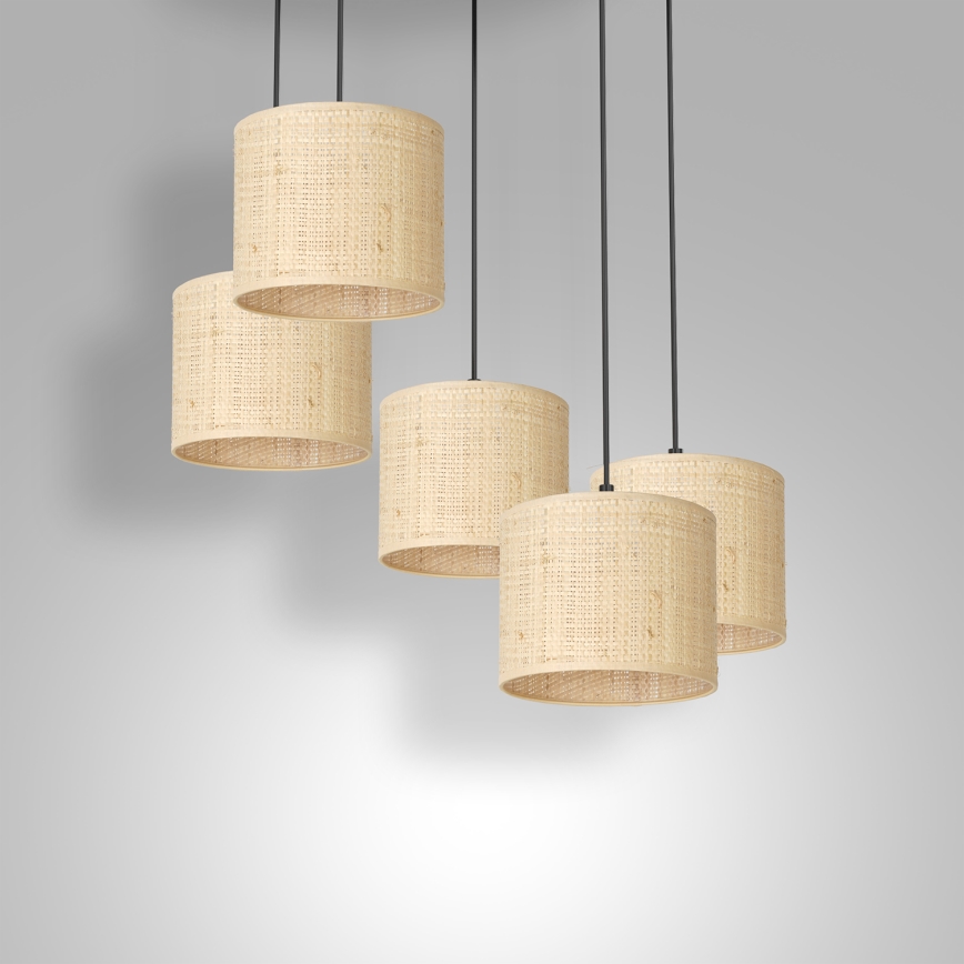 Luster na užetu RATTAN 5xE27/60W/230V ratan
