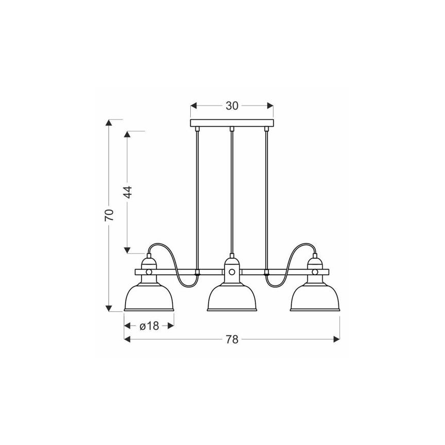 Luster na užetu RENO 3xE27/40W/230V crna/smeđa