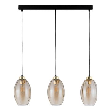 Luster na užetu SEBO 3xE27/15W/230V crna/dimljasto bež